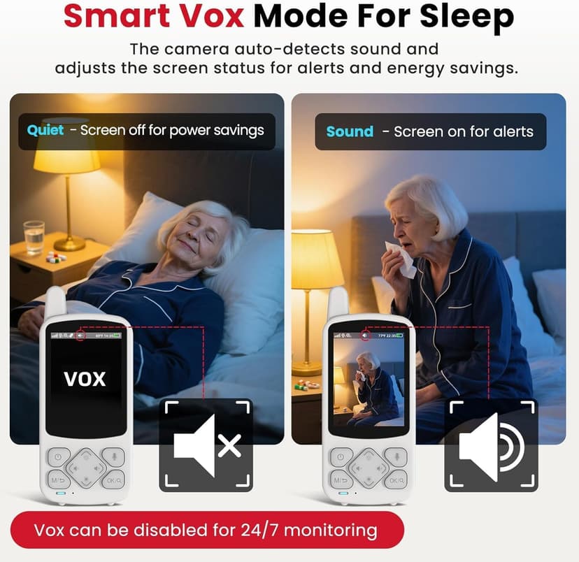 CallToU 2-Way Talk Baby Monitors for Elderly with Call Button Room Monitors for Elderly Monitor with Camera and Audio Night Vision Video Monitor for Elderly Seniors Dementia Patients No WiFi