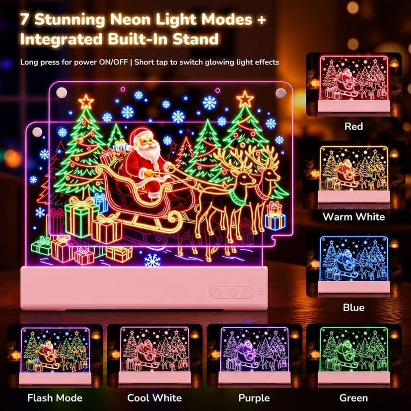 Rechargeable Light up drawing board with 15 Light Effects,Scratch Resistant Easy Clean Panel,Birthday Gift for Kids Age 3-12 16" Led Drawing Board for Kids with Dual Panels - 【2026 New】 B0HJBWNWVW