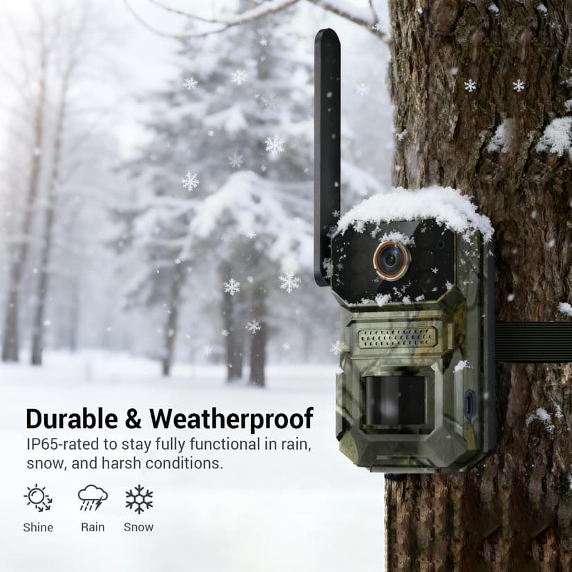 4G LTE Cellular Trail Camera with Solar Panel, 1080p Full HD Game Cameras, Live View, Night Vision, Motion Detection, 2-Way Talk, IP65, Built-in SIM Card, Unlimited Plan (Sold Separately)