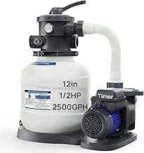 AQUASTRONG Sand Filter Pump for Above Ground Pool, Pool Pumps Above Ground,Pool Sand Filter with 6-Way Valve,Improved Circulation and Filtration, 12in, 1/2HP 2500 GPH with Timer