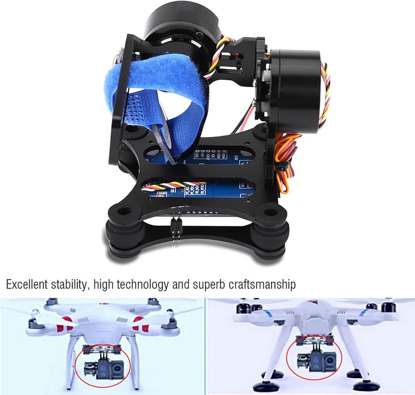 Camera Stabilizer, High Technology Drone Camera Gimbal Metal Brushless Gimbal Board BGC 2.2 for 3/3+ / 4 Camera RC Drone Quadcopter Part (Black) Gimbal Drone
