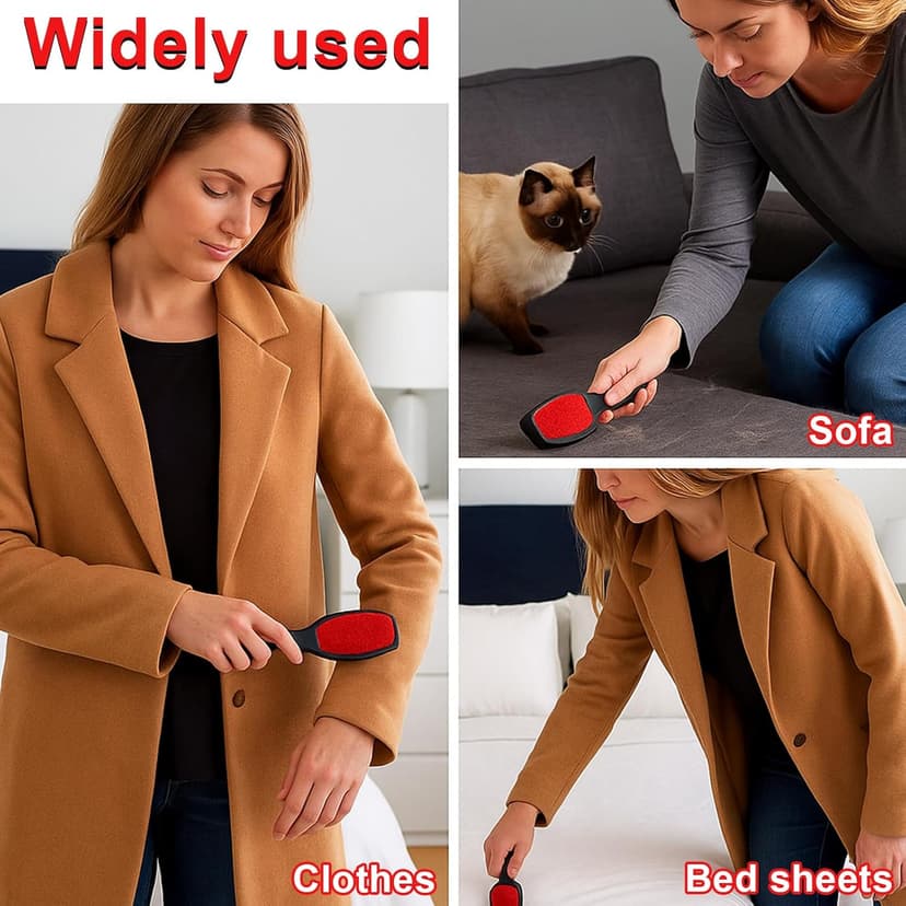 3 Pack Lint Brushes for Clothes, Double-Sided Lint Remover Brush, Reusable Pet Hair Remover, Sheet and Carpet Cleaning Brush for Clothes Sheet Carpet Furniture Fabric