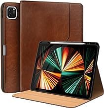 Leather Cases for IPad Pro 12.9 Case 6th/5th/4th/3rd Generation - Protective Multi-Angle Folio with Pencil Holder & Pocket - Auto Wake/Sleep, Premium PU Leather Cover - Brown