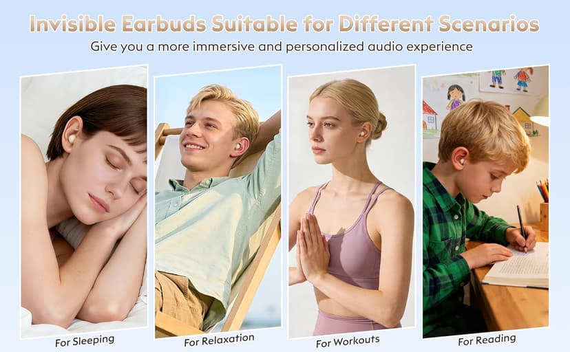 Nsiucion Smallest Sleep Earbuds for Side Sleepers, [Upgrade 2026 Version] Ultra-Comfort & Lightweight Wireless Mini Sleep Headphones, No Low Battery Beep Noise Isolation Ear Buds for Sleeping Working