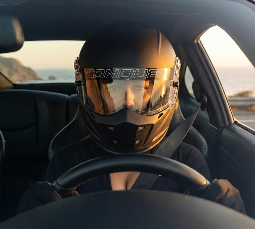 Conquer Snell SA2020 Approved Full Face Auto Racing Race Car Helmet - Adult | Men | Women | - Black / White / Silver (Black, Large)