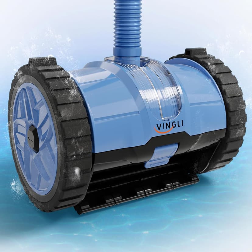 (2025 Upgrade) VINGLI Automatic Suction-Side Pool Vacuum Cleaner, Powerful Wall-Climbing Sweeper for Inground Pools, Includes 39.6ft Tangle-Free Hose (Blue&Gray)