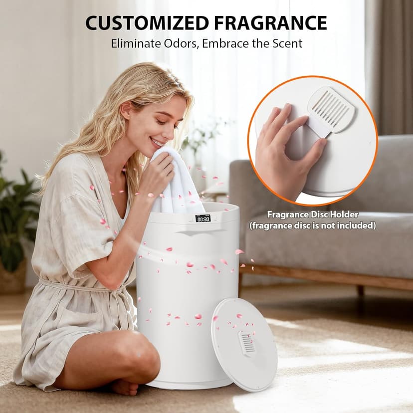 Towel Warmers for Bathroom, 20L Large Towel Warmer Bucket, Fits Up Two 40"X70" Oversized Towels, Bathrobes, Blankets, Towel Heater with LCD, 4 Timer Setting and Auto Shut Off(White)