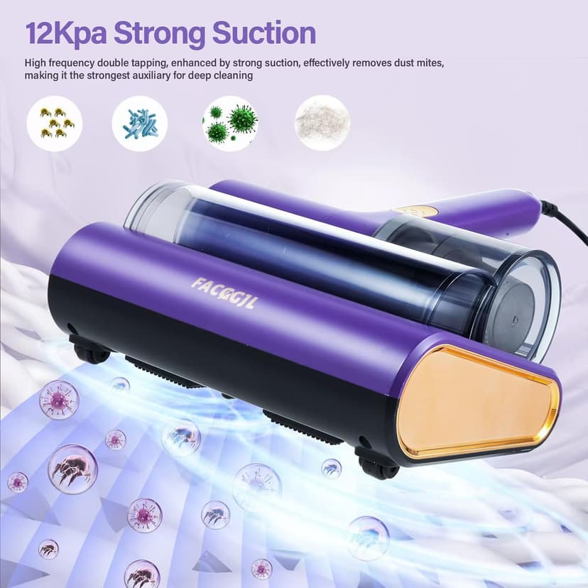 Mattress Vacuum Cleaner uv sanitizing, 16kpa Mattress Vacuum Cleaner Powerful Suction, Handheld Couch Cleaner Machine Deep Cleaner for Bed Cleaning, Sheet, Fabric Sofa Vacuuming