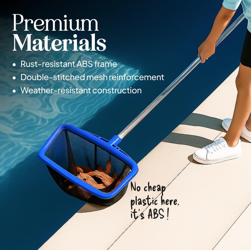 Lime Ultra-Durable Pool Skimmer Net – Deep Fine Mesh for Efficient Leaf & Debris Cleaning, Fits Standard Pool Poles (Net Only, No Pole)