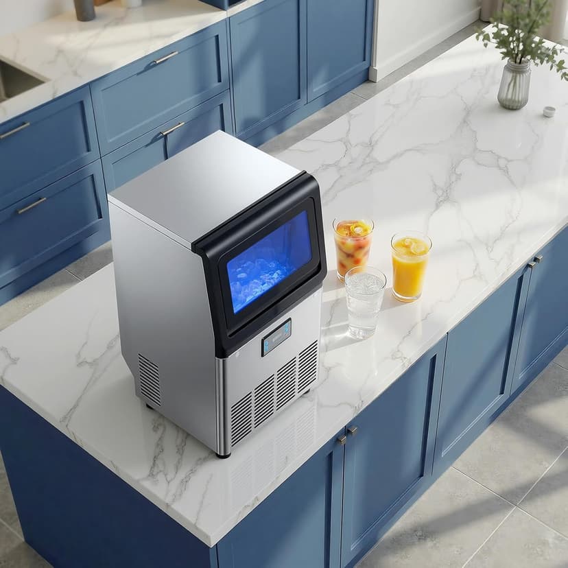 VEVOR Commercial Ice Maker Machine, 265 lbs/24h with 85 lbs Storage Capacity, Built-in/Freestanding/Under Counter, Stainless Steel Ice Maker with LED Display & Self-Cleaning, for Home Bar Restaurant