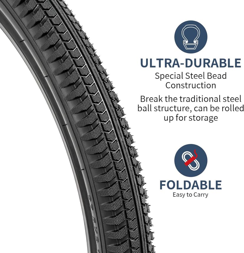 YUNSCM 24" Road Bike Tires 24X2.125/57-507 Compatible with 24 x 2.125 Bike Bicycle Tires (Y-789)