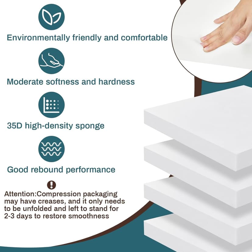 Frienda 4 Pack 2" x 20" x 20" Upholstery High Density Foam Cushion Seat Replacement Square Cut to Size Foam Couch for Patio Furniture Commercial Dinning Chair Couches Benches Padding DIY Projects