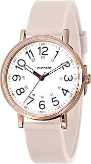 Hourstar Women's Analog Nurse Watch with Second Hand for Nursing, 12/24 Time, Silicone Band, Easy Read