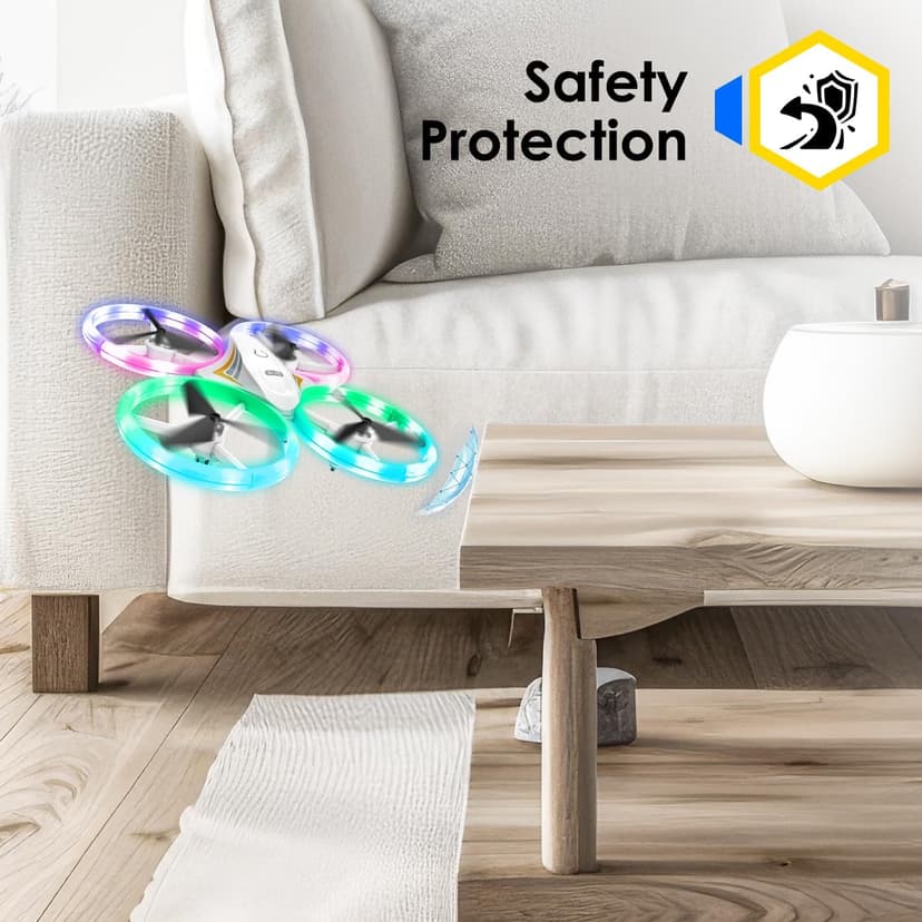 Drones for Kids, RC Drone with Cool Led Lights Mini Remote Control Beginner Drone Indoor Outdoor RC Quadcopter with 3D Flip and 2 Rechargeable Battery Flying Toys Gift for Boys Girls, White