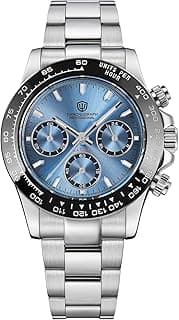 watchdives Chronograph Watch, WD16500 V2 Quartz Men Watches Japan VK63 Meca-Quartz Movement 38mm Sapphire Crystal Wristwatch 100M Waterproof Sport Watch, Stainless Steel Bracelet