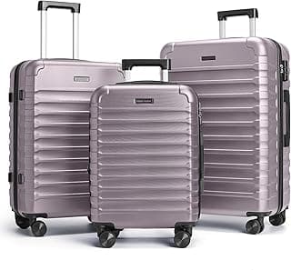 LIGHT FLIGHT Luggage Sets, 3 Piece Durable Suitcase Set with Spinner Wheels, 3 Pcs Hardside Lightweight luggage with TSA Lock, Large Checked Travel Suitcases, 20/24/28 Inch, Rose Purple