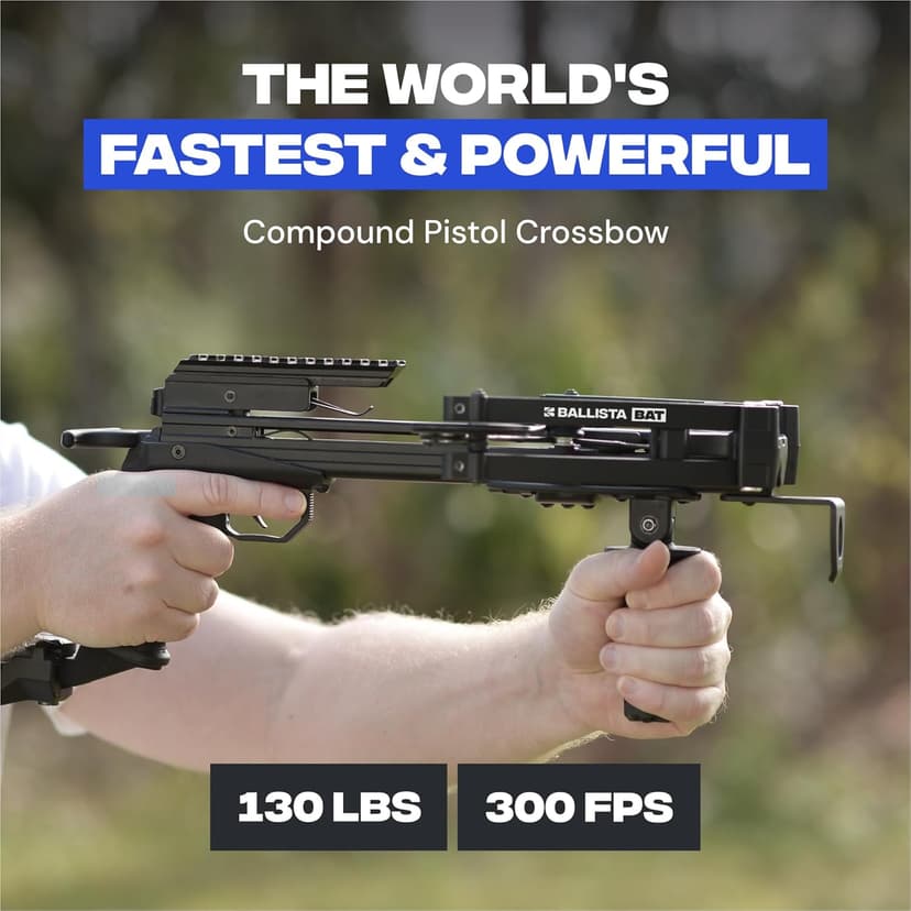 BALLISTA BAT Compound Mini Crossbow - Small Crossbow for Hunting, Fishing and Target - 300 FPS, 130 Lbs, 2.46 lbs