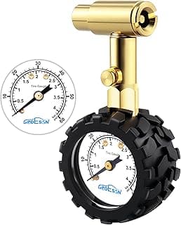 GODESON Bike Tire Pressure Gauge - Dual Head for Schrader & Presta Valves,0-60 PSI / 4 BAR Range, 1.5-Inch Dial with Gear Protection Sleeve - Suitable for MTB, Road, E-Bikes and Motobike