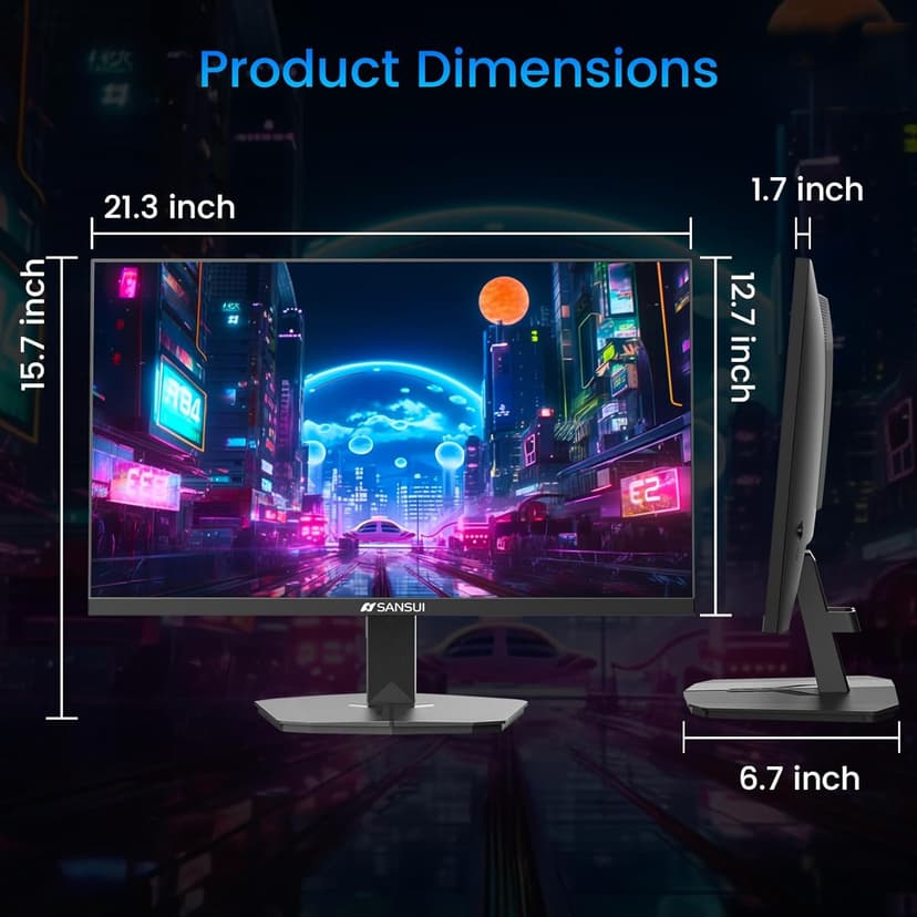 SANSUI 24 Inch Gaming Monitor 180Hz, DP 1.4 & HDMI 2.0 Ports High Refresh Rate Computer Monitor, Racing FPS RTS Modes, 1ms Response Time 110% sRGB (ES-G24F4, HDMI Cable Included)