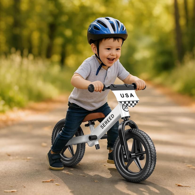 No Pedal Kids Toy Bike for 2-5 Years Old, Customize Plate with 3pcs Stickers (White) SEREED Toddler Balance Bike 2 Year Old, Gift for 2-3 Boys Girls, Adjustable B0DDQ4FQHK