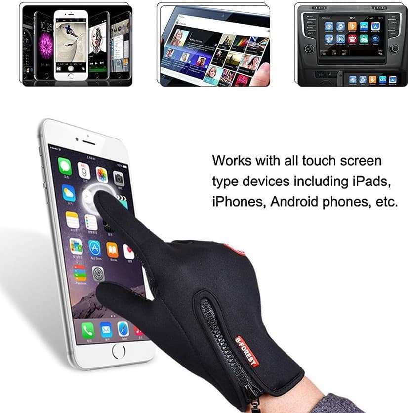 Ytuomzi Winter Gloves Touch Screen Warm Gloves Cold Weather Windproof Cycling Driving Riding Bike Telefingers Thermal Gloves Non-Slip Silicone Gel Adjustable Full Finger Mittens