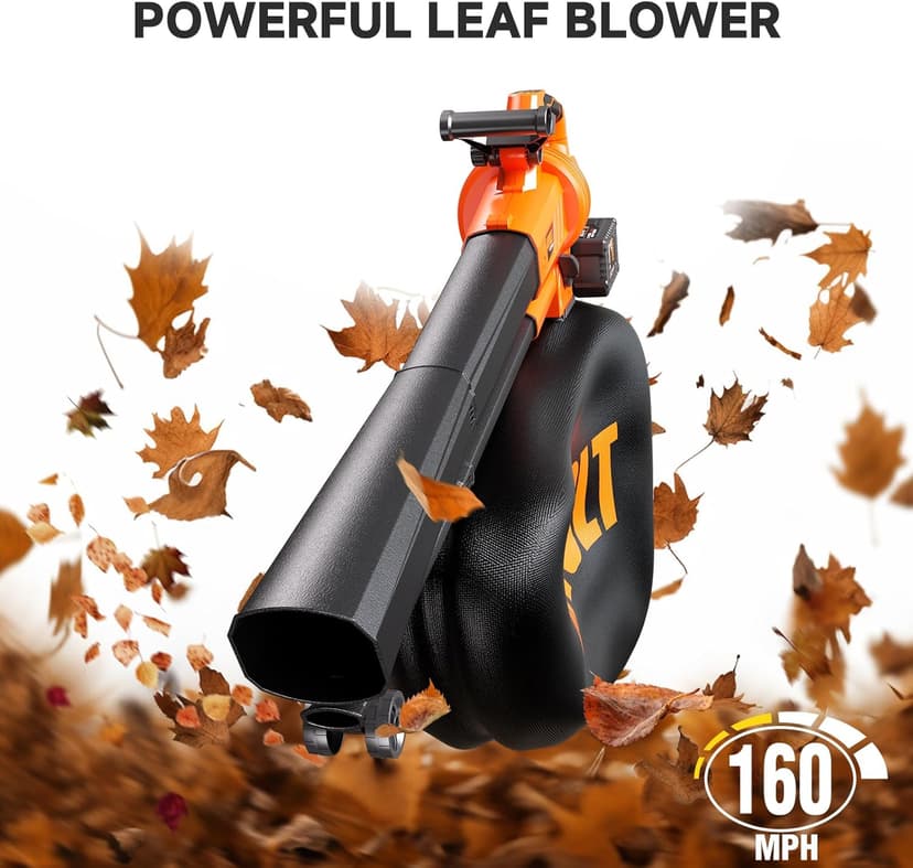 AIVOLT Brushless Leaf Blower Vacuum Mulcher 40V, Cordless Leaf Vacuum with 40L Bag, Turbo Power, 2x4.0Ah Batteries & Charger, 3-in-1 for Lawn Care, Patio Cleaning