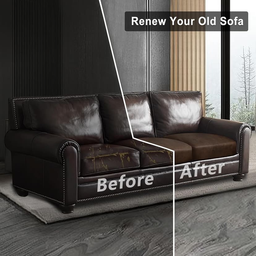 ANARACHON Leather Look Couch Cushion Covers Sofa Seat Slipcovers Sets Couches Furniture Protector for Sectional Armchair Loveseat Pets Kids Stretch Spandex Fabric(3 Cushion Sofa, Brown)