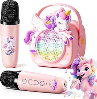 Birthday, Clear&Loud Sound, Portable&Mini, 2 Wireless Microphones, Kids Easy Use,4 Voice Changers, Bluetooth Speaker,Girl Toy Unicorn Karaoke Machine for Kids, Girl Gift Christmas with Gift Box B0GX5WRNBM