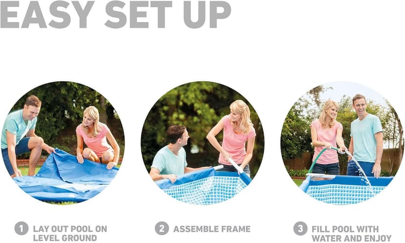 Intex 14.75' x 86" x 33" Rectangular Frame Above Ground Outdoor Backyard Swimming Pool with Flow Control Valve for Quick Draining, Blue - Pool Only