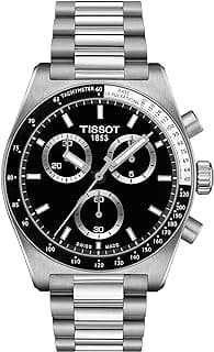 Tissot PR516 Chronograph, Swiss Quartz Watch for Men, Stainless Steel Case and Bracelet, Black Dial, 40 mm, T1494171105100