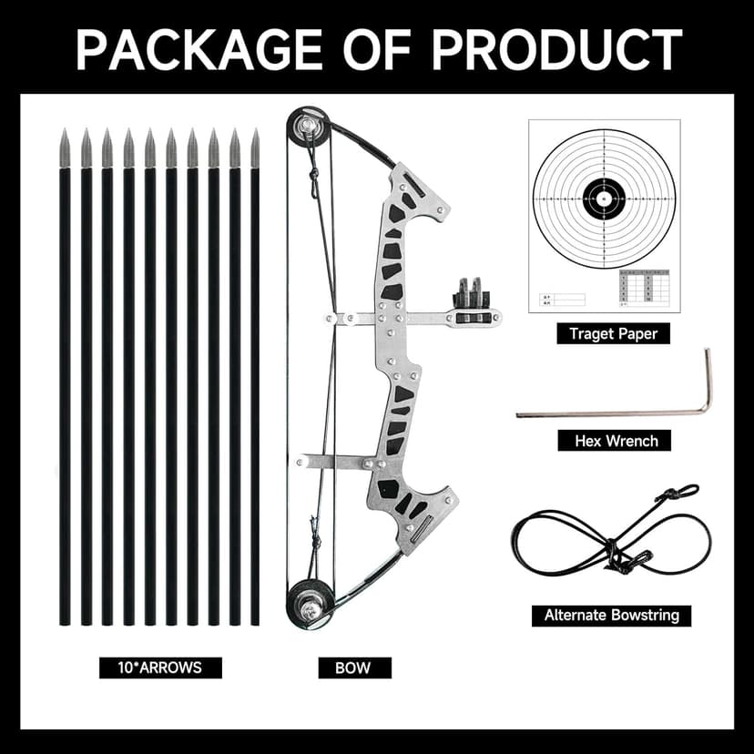 Archery Bow Set Left and Right Hand Compound Bow Hunting Bow Metal Material Catapult RH/LH for Practice Archery