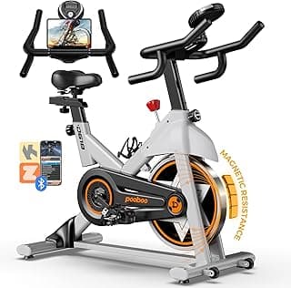 POOBOO Exercise Bike, Stationary Bike for Home Gym, Indoor Cycling Bike w/Comfortable Seat Cushion & Tablet Mount, Silent Belt Drive Indoor Bike for Cardio Workout