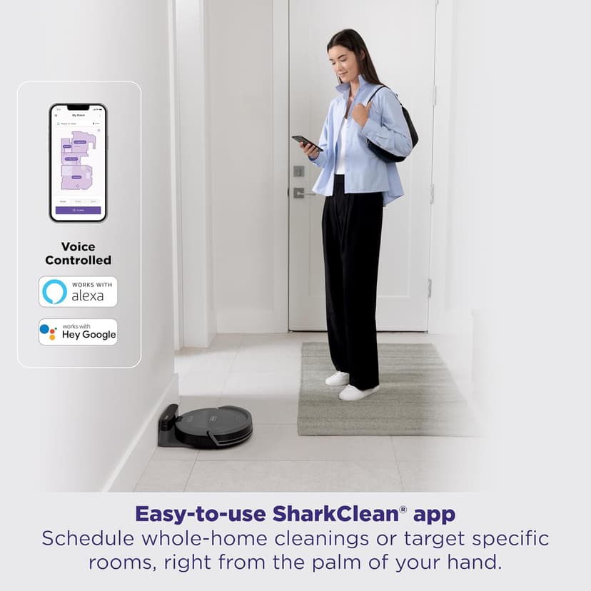 Shark Navigator Robot Vacuum with SmartPath Navigation and Self-Cleaning Brushroll, Powerful Suction, Pet Hair Pickup, Anti-Hair Wrap, for Carpets & Hard Floors, Steel Grey, RV2110