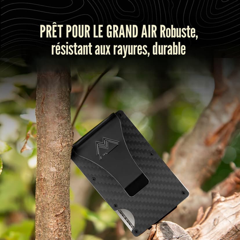 Mountain Voyage Co Minimalist Wallet for Men & Women - Slim RFID Wallet, Scratch Resistant, Credit Card Holder & Money Clip, Easily Removable Money & Cards, (Matte Carbon Fiber)