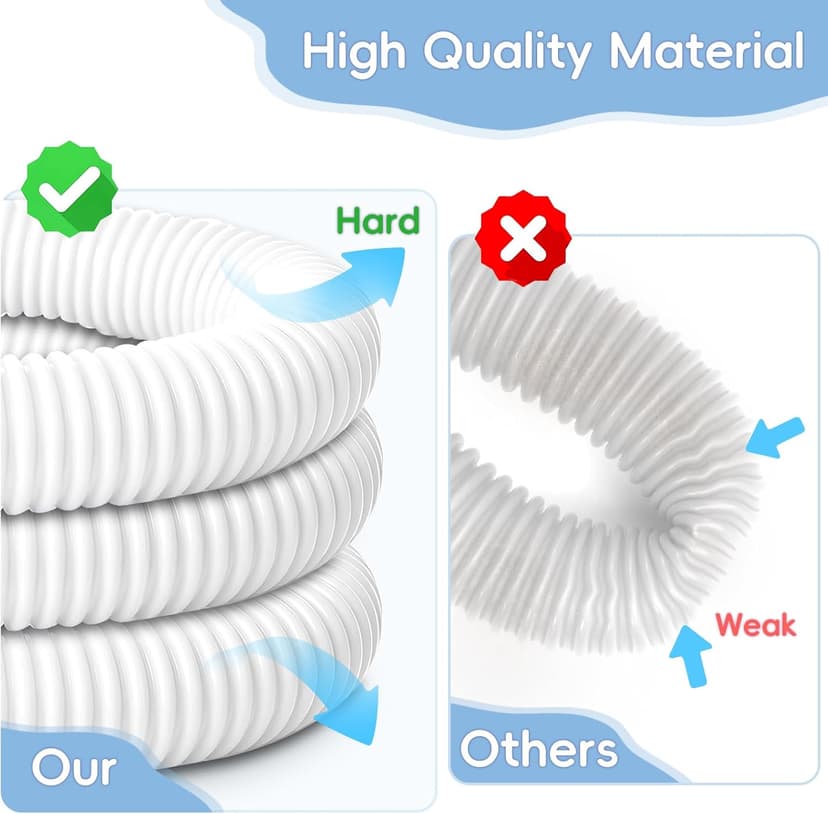 Replacement Pool Hoses for Above Ground Pools 1 1/4, 59" Long Swimming Pool Hose, 4 Pack White Pool Pump Hose with 8 Metal Clamps