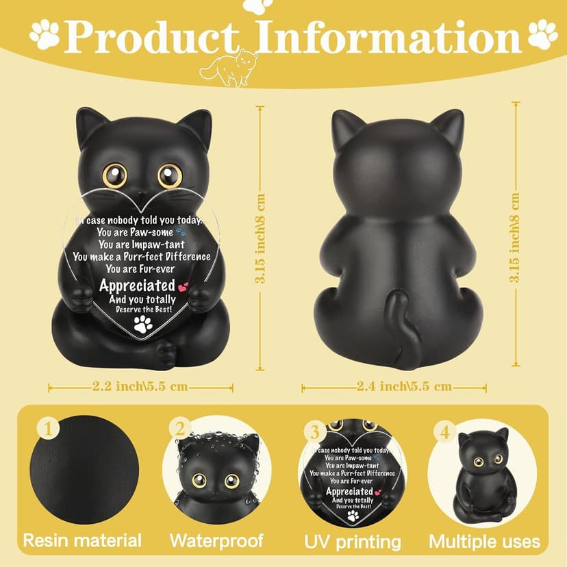 Uplifting Present for Women, Motivational Decor for Office, Affirmation Kitty Figurine, Cat Lover Gifts for Women Appreciation Gift for Cat Lovers, Encouraging Gift for Cat Lovers, XXS22 B0G12RSTWW