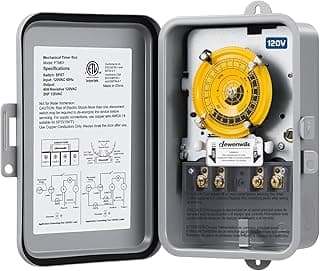 DEWENWILS 24-Hour Mechanical Timer Switch - 120VAC SPST, 2HP 40A, Metal Enclosure, Heavy Duty, Manual Override, Ideal for Pool Pump, Water Heater, Lights and Fans, Weatherproof, ETL Listed, Gray