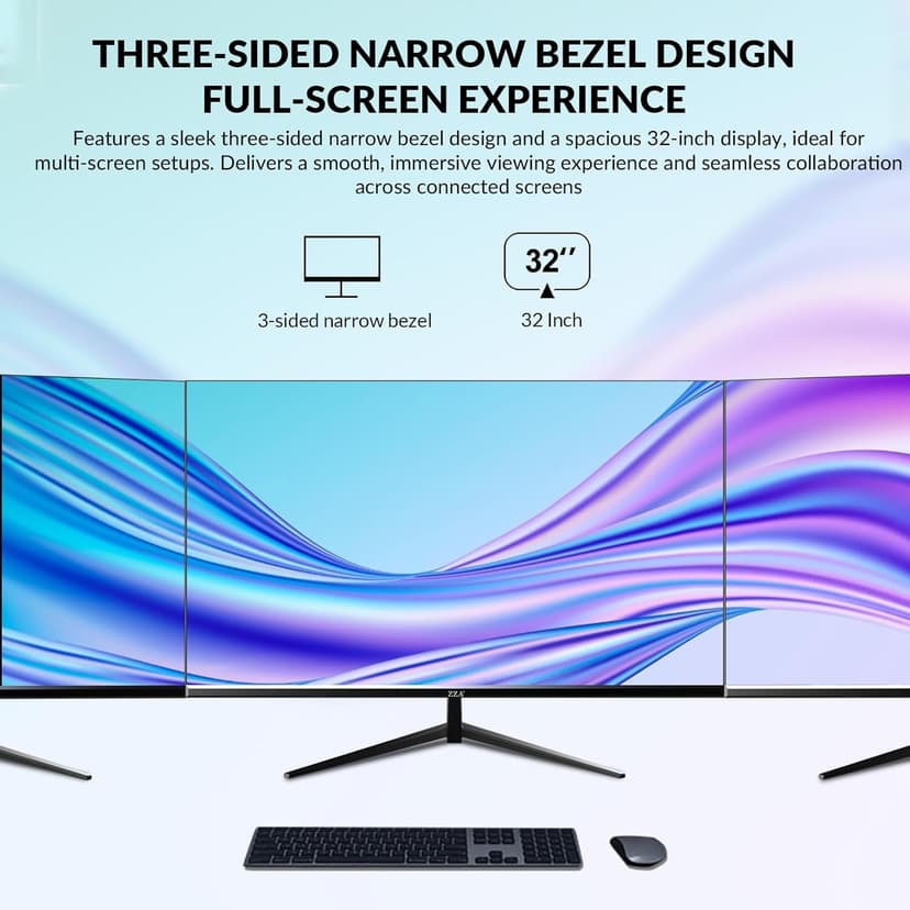 32 Inch 4K UHD Monitor (3840x2160), IPS,60Hz Refresh Rate, 120% sRGB, AMD FreeSync, 178° Viewing Angle, HDMI/DisplayPort, VESA 100x100mm Mount Compatible, Tilt Adjustable - Black