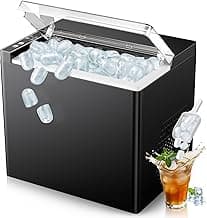 Ice Makers Countertop, 9 Ice Cubes in 6 Mins Portable Ice Maker, 2 Sizes of Bullet Ice (S/L) Small Ice Machine for Home Kitchen Camping (Onyx)