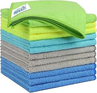 HOMEXCEL Microfiber Cleaning Cloth 12 Pack, 12.5 x 12.5 Inch Microfiber Towels for Cars, Ultra Absorbent Cleaning Rags, Lint Free Cleaning Towels for Household, Kitchen, Window, and Car, Multicolor