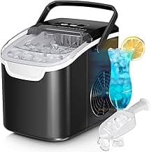 Antarctic Star Countertop Ice Maker Machine, 8 Ice Cubes in 6 mins, 26lb/Day Ice with 2 Sizes- Portable Mini, Energy Saving & Basket/Scoop for Home/Party/Travel/Camping/Bar, Dark Black
