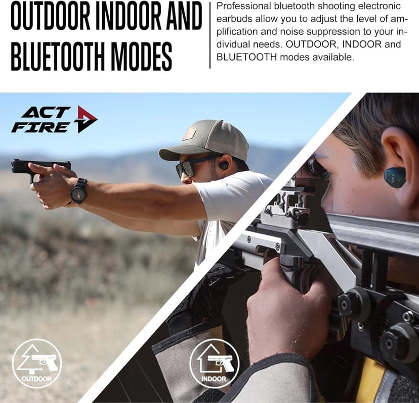 Bluetooth Shooting Ear Protection Earplugs, Electronic Hearing Protection, Shooting Ear Buds for Noise Reduction, Ear Protection for Gun Range