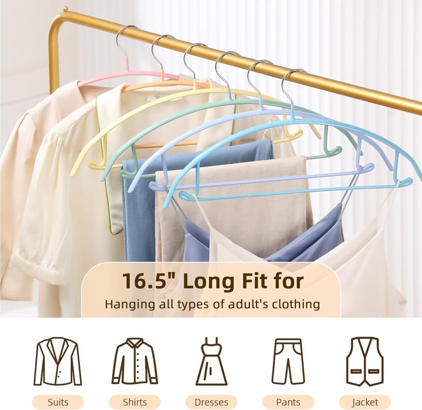 MOPALL Clothes Hangers 28 Pack, Non Slip PVC Coating Metal Sweater Hanger No Shoulder Bump, 16.5 inch Wide Heavy Duty Durable Adult Coat Hanging for Closet, Suit, Dress, Jacket, Pant, Shirt