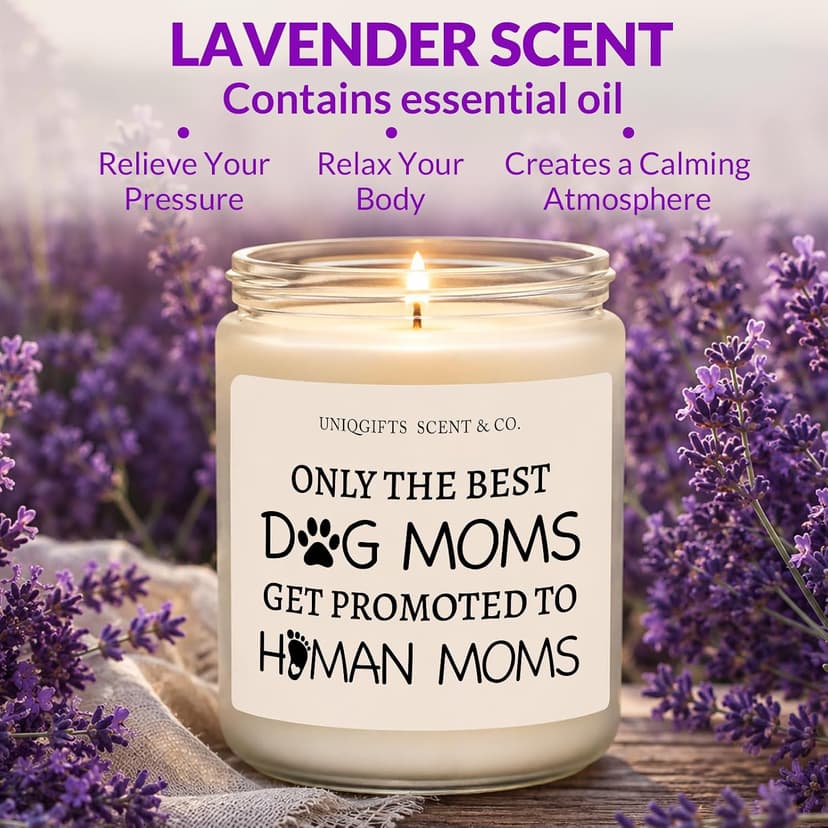 Funny Dog First Time New Mom Gift for Pregnant Women, Pregnancy Mothers Day Gift, Moms to Be Gifts Lavender Scented Candle Best Expecting Mom Gifts, 7oz Lavender Soy Candle Jar for Mom to Be B0H8C3MLMN