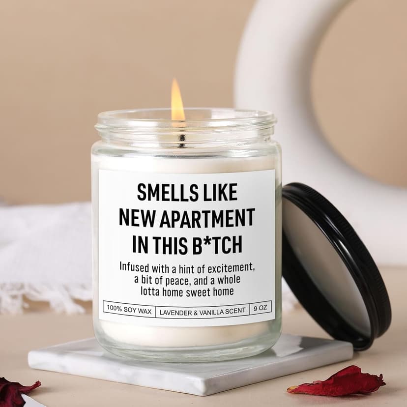 Funny Housewarming Candle, New Apartment Gifts, House Warming Gifts New Home for Men, Women, Couple, Family - First Apartment Essentials, 1st Apt. Must Haves - Closing Presents for Home Buyers