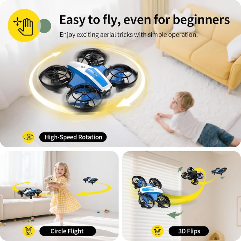 Holy Stone Mini FPV Drone with 1080P HD Camera for Kids & Beginners, RC Nano Quadcopter with Optical Flow Hover, Gesture Control, 3D Flips, 3 Batteries, Great Gift Toy for Boys and Girls, HS210P Blue