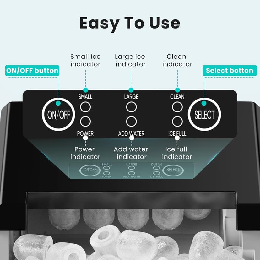 OLIXIS Ice Maker Machine with Handle,26lbs in 24Hrs,9 Ice Cubes in 6 Mins,Auto-Cleaning Portable Ice Maker with Basket and Scoop, Countertop Ice Maker for Home/Kitchen/Camping/RV, Sleek Black