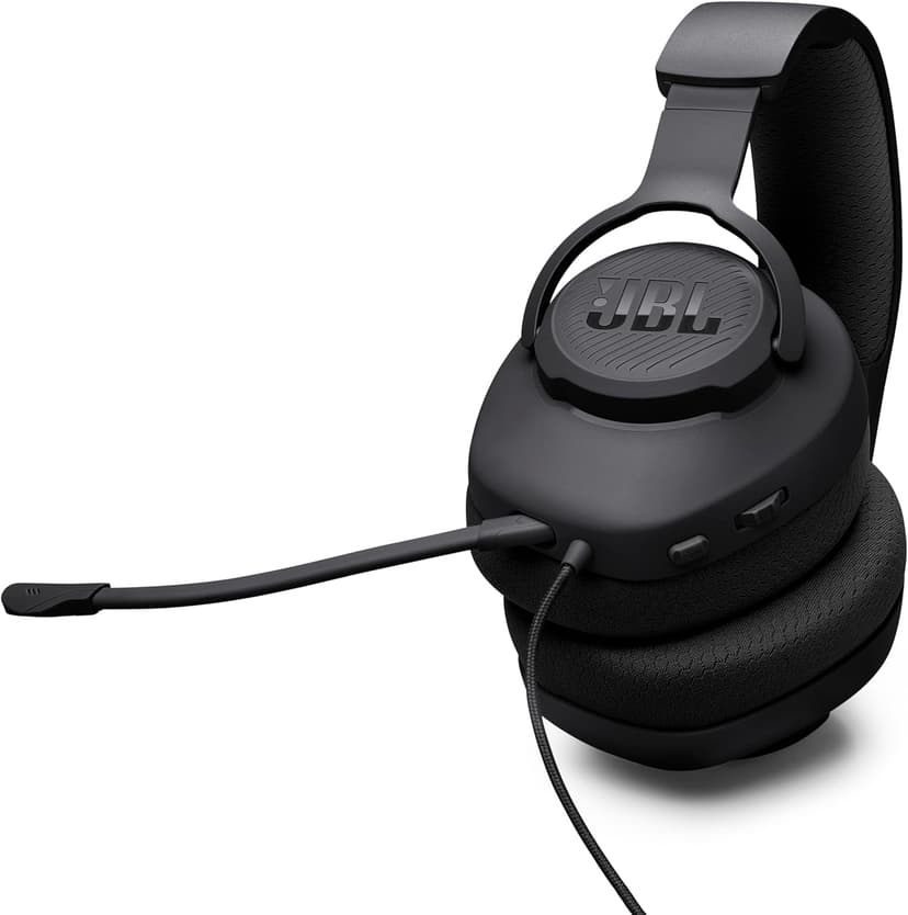 JBL Quantum 100M2 - Wired Over-Ear Gaming Headset with omnidirectional, Detachable mic with Mute Option and Fabric-Covered Memory Foam Ear Cushions, Compatible with All Platforms (Black)