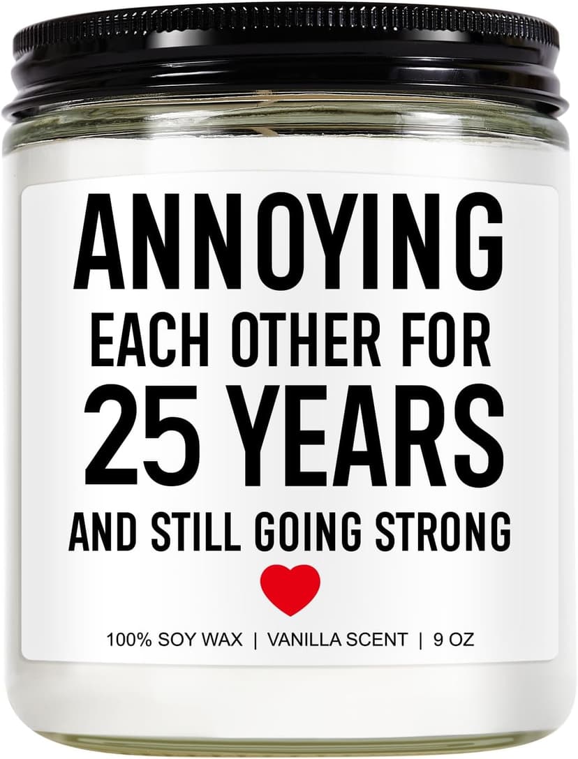 Younift Funny Scented Candle, 25th Anniversary, Gifts for Couple, 25th Wedding Anniversary Decorations, 25 Year Silver Anniv. Gifts for Husband, Wife, Him, Her, Women, Men, Friends, Parents B0D5J518NH