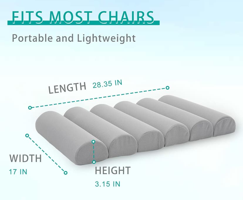Ergonomic Lumbar Support Pillow for High Back Office Chair - Adjustable 6 Semicircular Back Cushion with Breathable Mesh Cover,Spine Support for Desk/Gaming Chairs, Neck/Upper/Lower Back Pain Relief